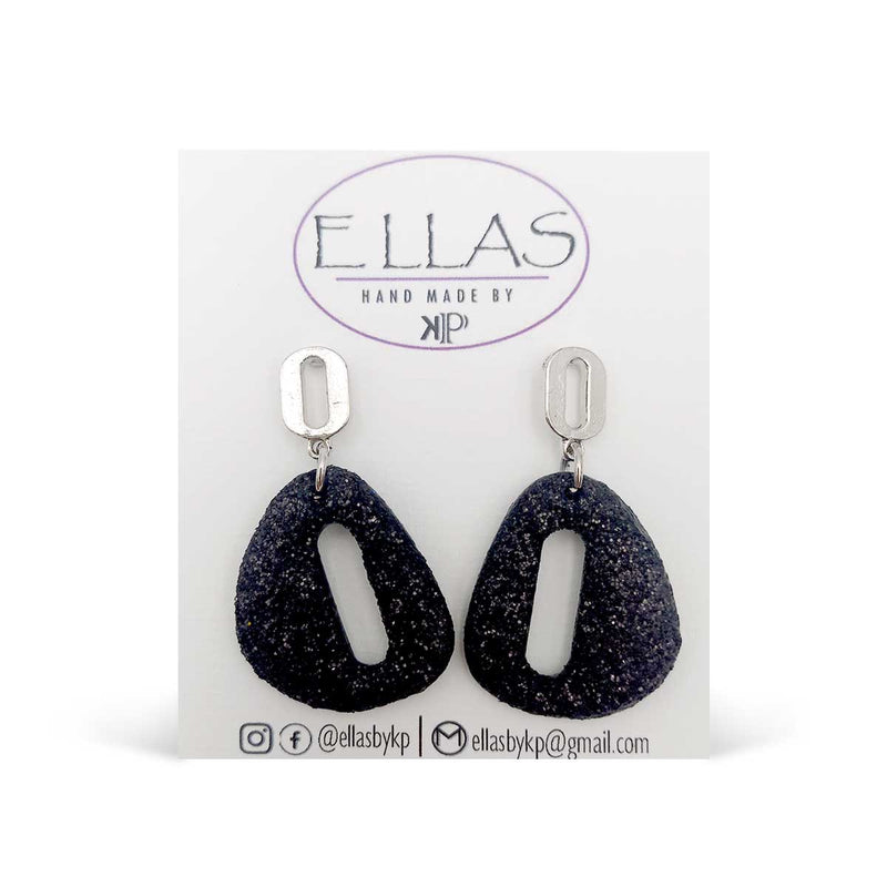 Ellas By KP Fancy Black Dangle Earrings - Caribshopper