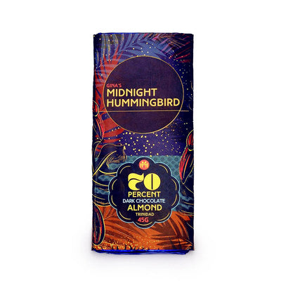 Gina’s Midnight Hummingbird Dark Chocolate Almond Bar, 45g (Single & 3 Pack) - Caribshopper