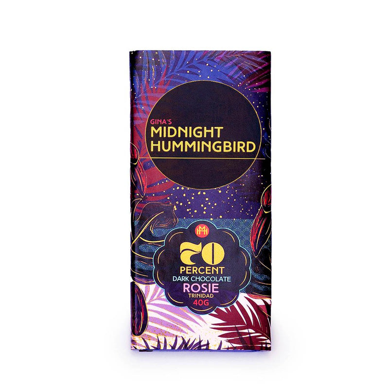 Gina’s Midnight Hummingbird Dark Chocolate Rosie Bar, 40g (Single & 3 Pack) - Caribshopper