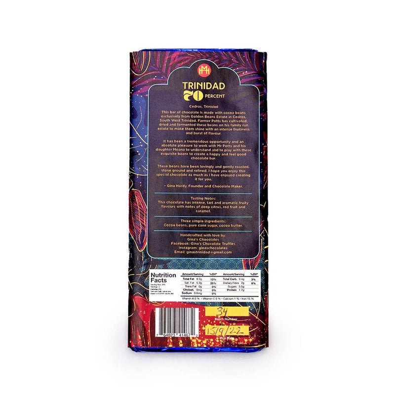 Gina’s Midnight Hummingbird Single Origin Dark Chocolate Cedros Bar, 40g (Single & 3 Pack) - Caribshopper