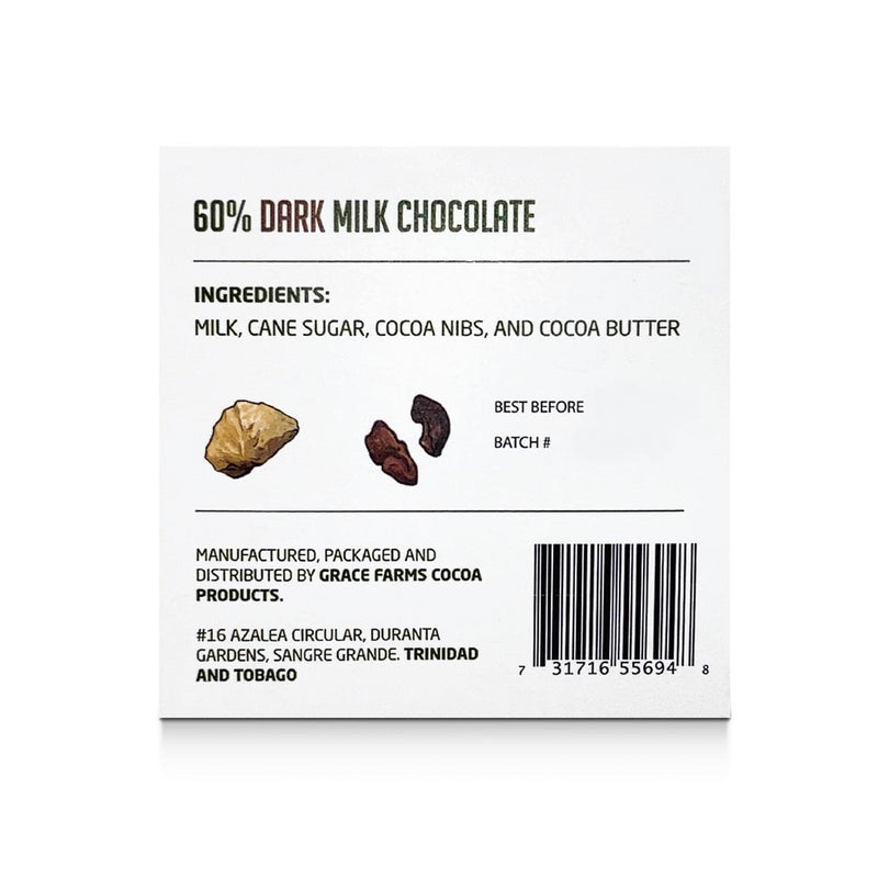 Grace Farms Cocoa Products Dark Milk Chocolate, 1.7oz - Caribshopper