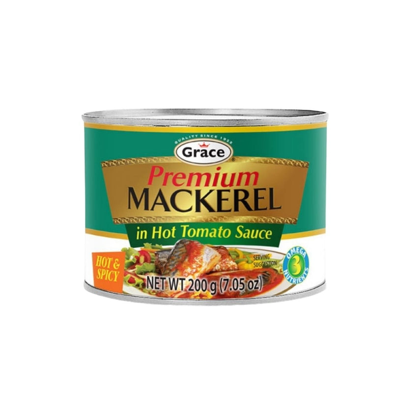 Grace Premium Mackerel In Hot Tomato Sauce, 7.05oz (Single, 2 or 4 Pack) - Caribshopper