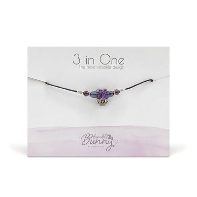 Humble Bunny 3 in One Amethyst Gemstones and Crown Pendant Piece - Caribshopper