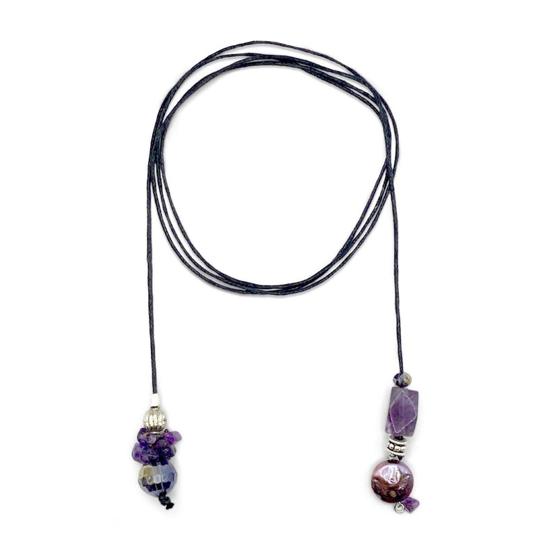 Humble Bunny Amethyst Gemstones and Pearl Pendant Piece Throws /Lariat Type Necklaces - Caribshopper