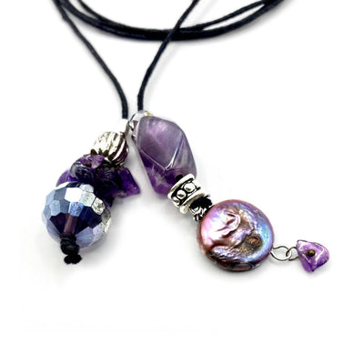 Humble Bunny Amethyst Gemstones and Pearl Pendant Piece Throws /Lariat Type Necklaces - Caribshopper