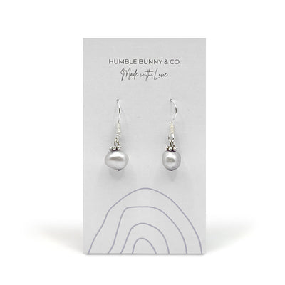 Humble Bunny Dangle Gray/Lilac Pearl Medium Earrings - Caribshopper