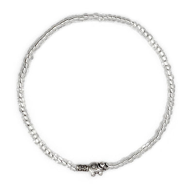 Humble Bunny Glass Beads with Silver Findings Stretch Anklet - Caribshopper
