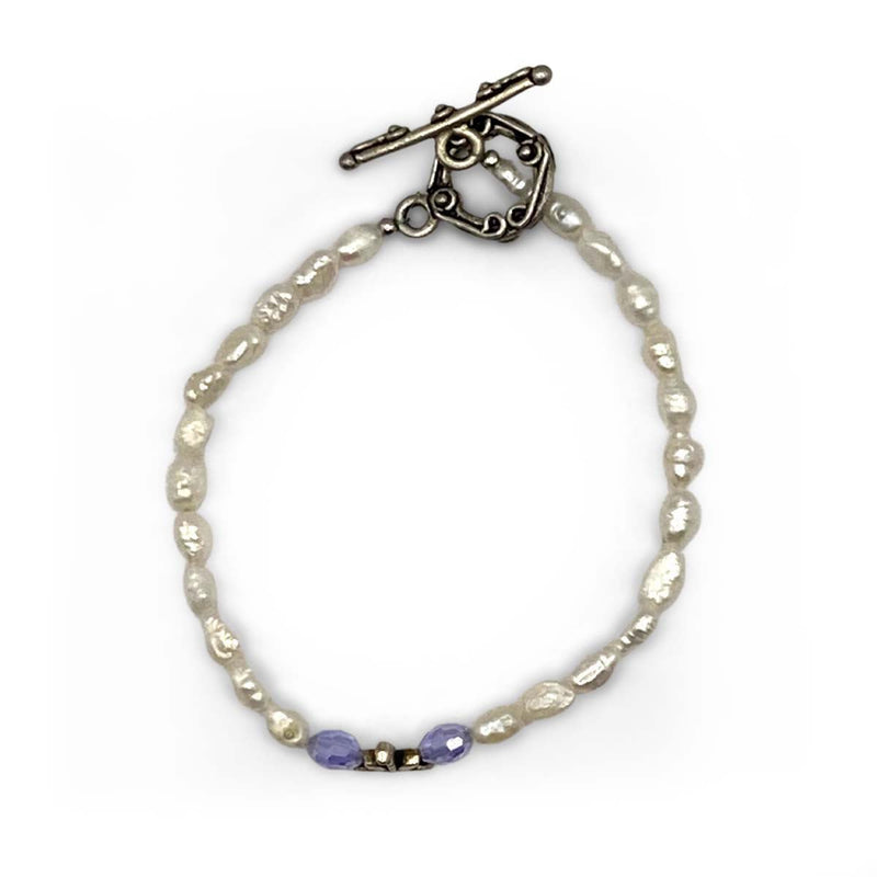 Humble Bunny Pearl Bracelet with Dragonfly and Lilac Crystals Bracelet - Caribshopper