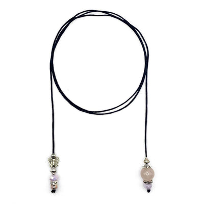 Humble Bunny Rose Quartz Blush Crystals Pendant Pieces Throws /Lariat Type Necklaces - Caribshopper