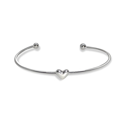 Humble Bunny Silver Plated Bangle with Heart Detail Bracelet - Caribshopper