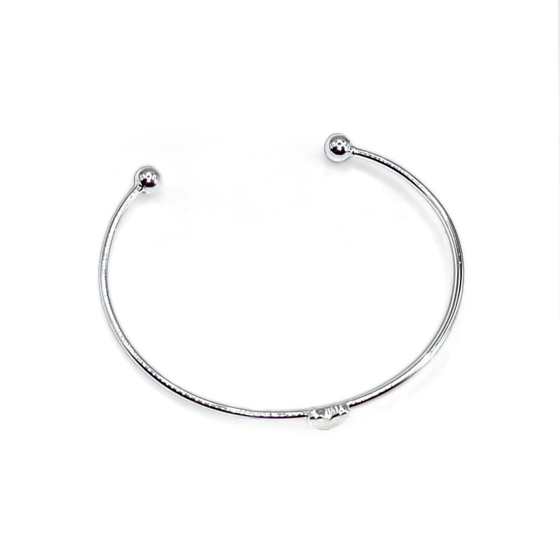 Humble Bunny Silver Plated Bangle with Heart Detail Bracelet - Caribshopper