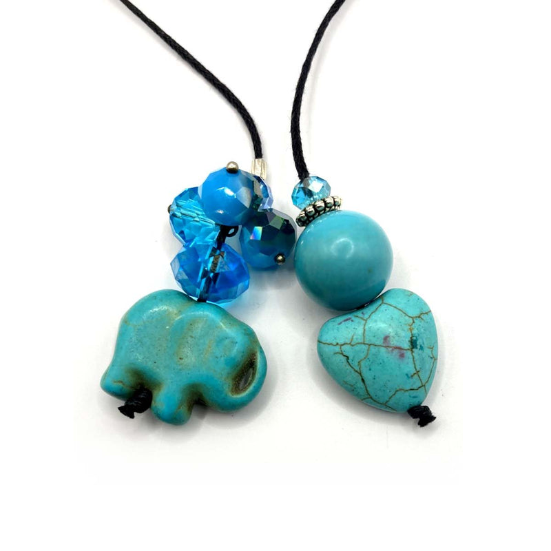Humble Bunny Turquoise Elephant and Heart Pendant Piece Throws /Lariat Type Necklaces - Caribshopper