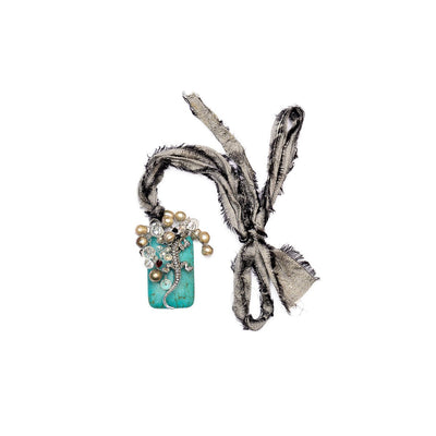 Indulgences by Turquoise, Silver & Pearls Necklace - Caribshopper
