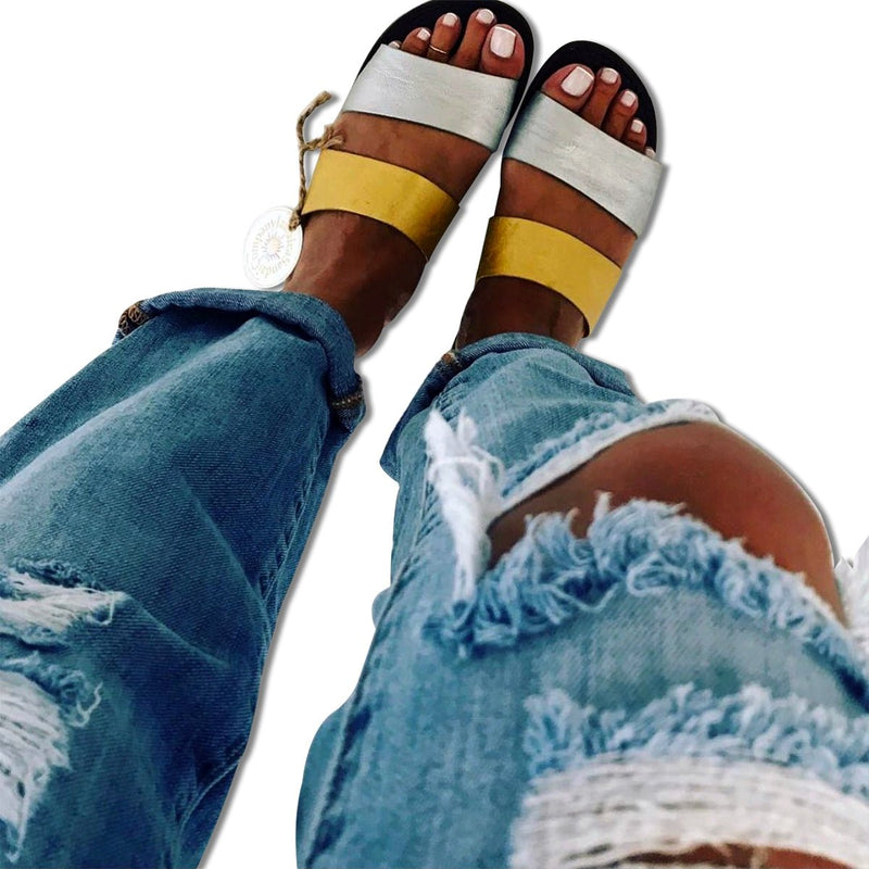 Jamaica Sandal Co Amy Gold & Silver Sandals, (Size 5 - 12) - Caribshopper