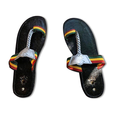 Jamaica Sandal Co JaSCo Rasta Silver Sandals, (Size 5 - 12) - Caribshopper