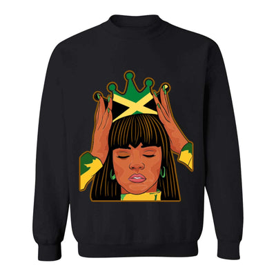 Jamaican Queen Patched Sleeved Crewneck Sweatshirt - Caribshopper