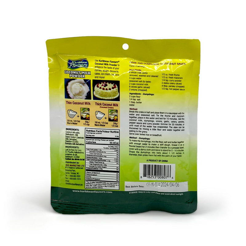 Karibbean Flavours Coconut Milk Powder Instant, 50g (12 Sachets) - Caribshopper