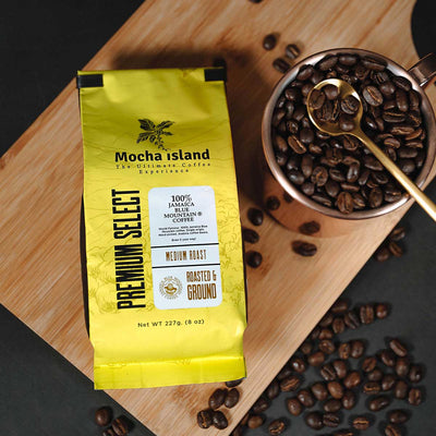 Mocha Island 100% Jamaica Blue Mountain Coffee Ground, 8oz - Caribshopper