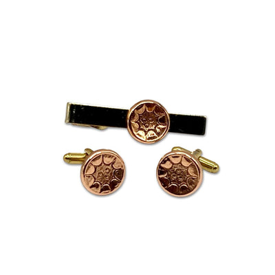 One Copper Pan and Gold filled Pair of Cufflinks and Tie Bar Set - Caribshopper