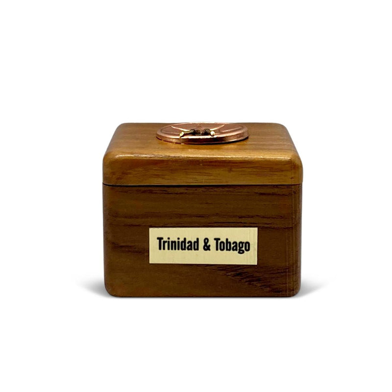 One Teak Trinket Box with Pan Motif - Caribshopper