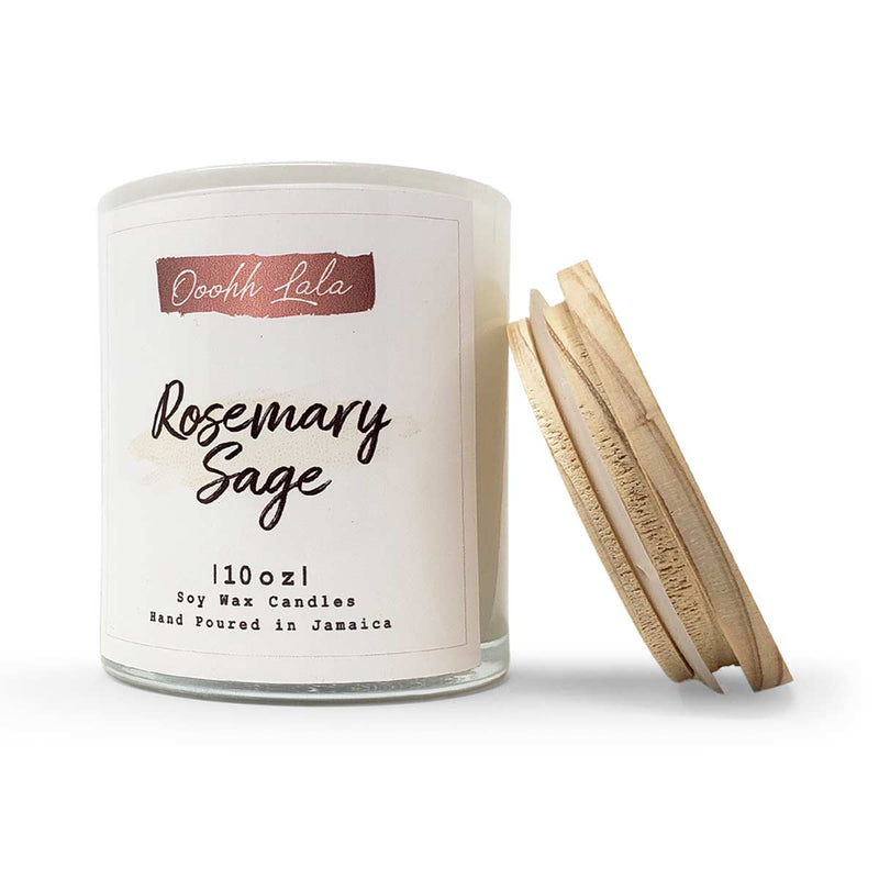 Oooh Lala Rosemary Sage Soy Wax Candle, 10oz - Caribshopper