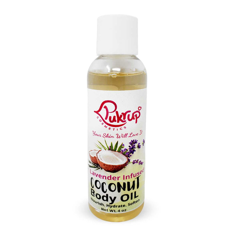 Pukrup Cosmetics Coconut Infused Oil Lavender Body Oil, 4oz - Caribshopper