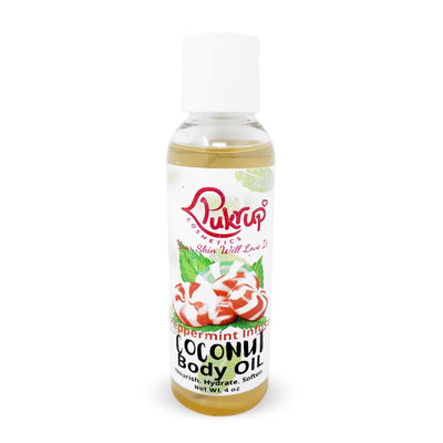 Pukrup Cosmetics Peppermint Infused Coconut Body Oil, 4oz - Caribshopper
