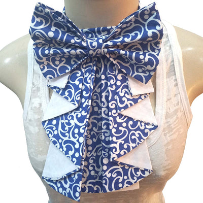 Purple Stitches Jabot Collar Blue Swirly - Caribshopper