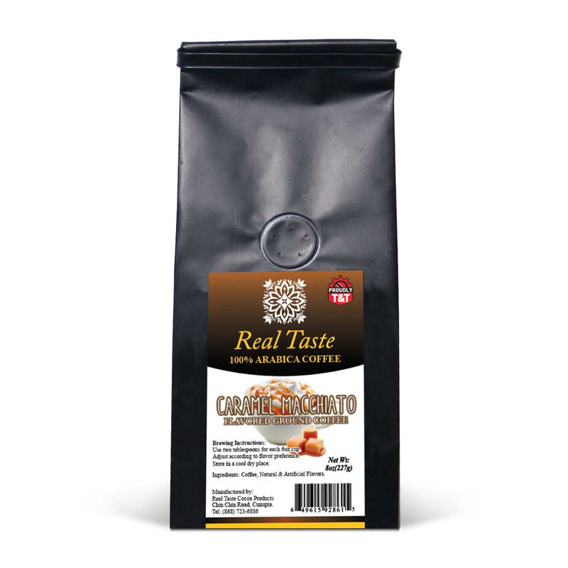 Real Taste Caramel Macchiato Flavored Ground Coffee, 8oz - Caribshopper