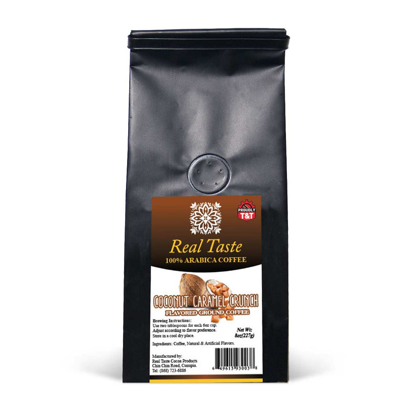 Real Taste Coconut Caramel Crunch Flavored Ground Coffee, 8oz - Caribshopper
