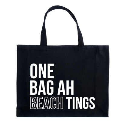TCP 'One Bag Ah Beach Tings' Tote – Black & White - Caribshopper