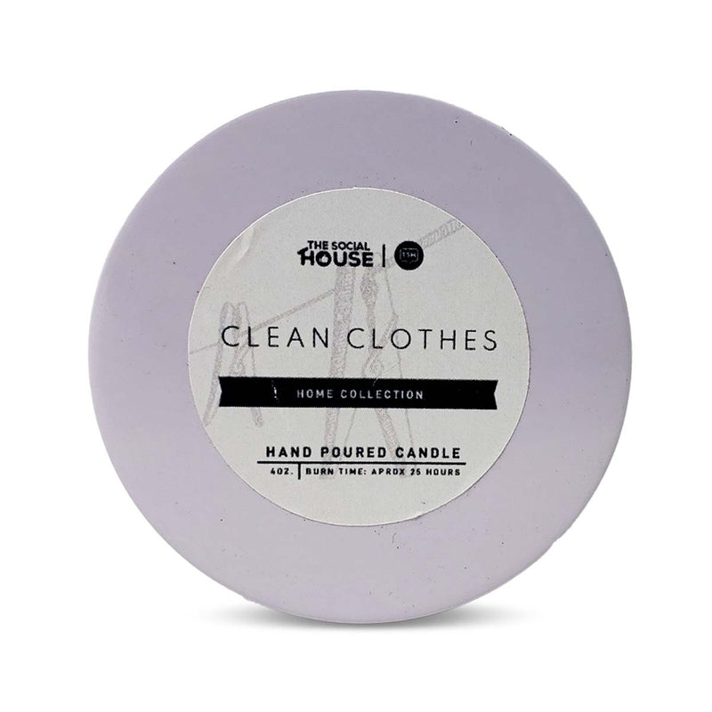 The Social House Clean Clothes Home Collection Candles, 4oz - Caribshopper